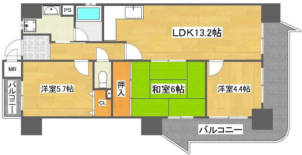 クリア・クレセント住之江(3LDK/11階)の間取り写真