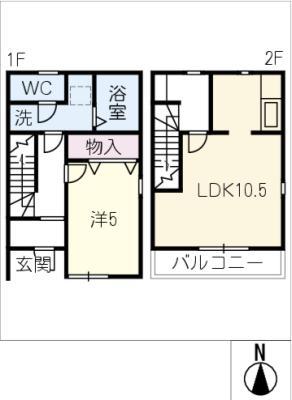 リーブルファイン東水代(1LDK/2階)の間取り写真