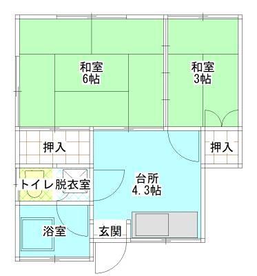 錦園荘(2K/2階)の間取り写真