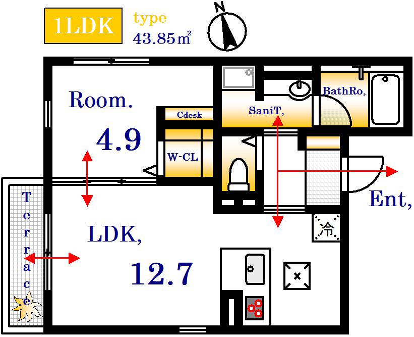 AVENIR(1LDK/2階)の間取り写真