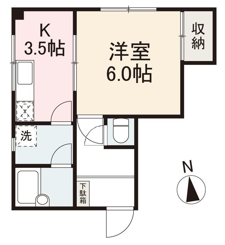 ハイツ松並(1K/2階)の間取り写真