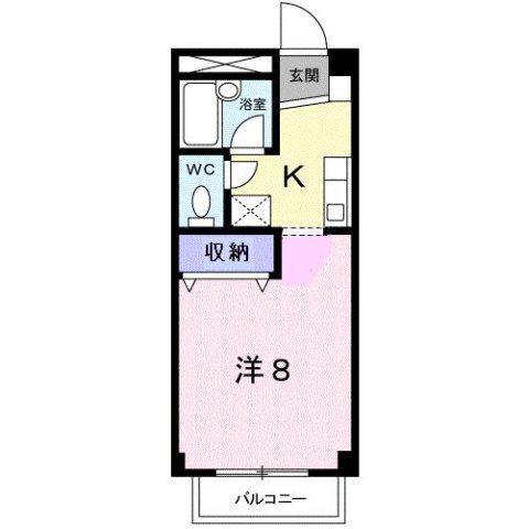 グリーンコート(ワンルーム/2階)の間取り写真