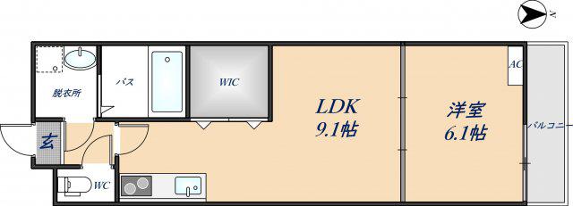 フジパレス駒林(1LDK/2階)の間取り写真