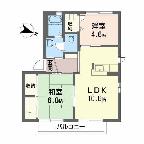 シャーメゾンさくら坂(2LDK/2階)の間取り写真