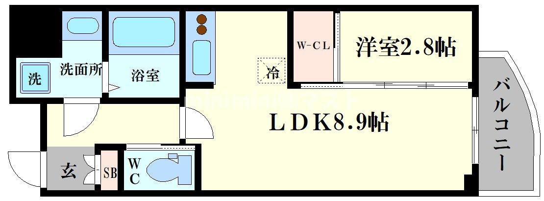 セレニテ福島アリア(1LDK/3階)の間取り写真