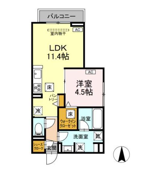 AVGI新瑞橋(1LDK/1階)の間取り写真