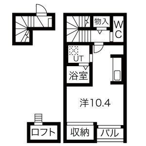 フェルトHANDEN(ワンルーム/2階)の間取り写真