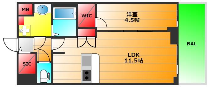プレサンス大正フレンジ(1LDK/3階)の間取り写真