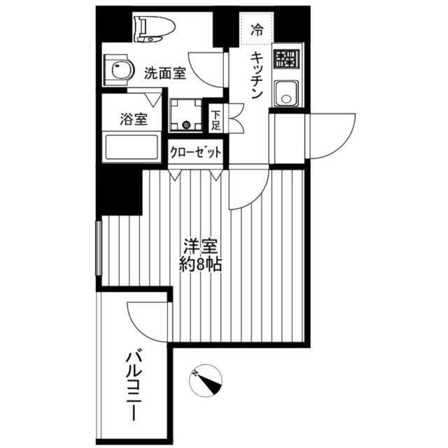 CREAL PREMIER八丁堀(1K/9階)の間取り写真
