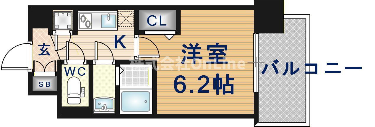 レジュールアッシュ緑橋駅前(1K/6階)の間取り写真
