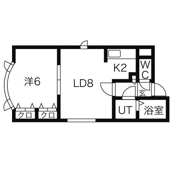 システムコート北16条(1LDK/2階)の間取り写真