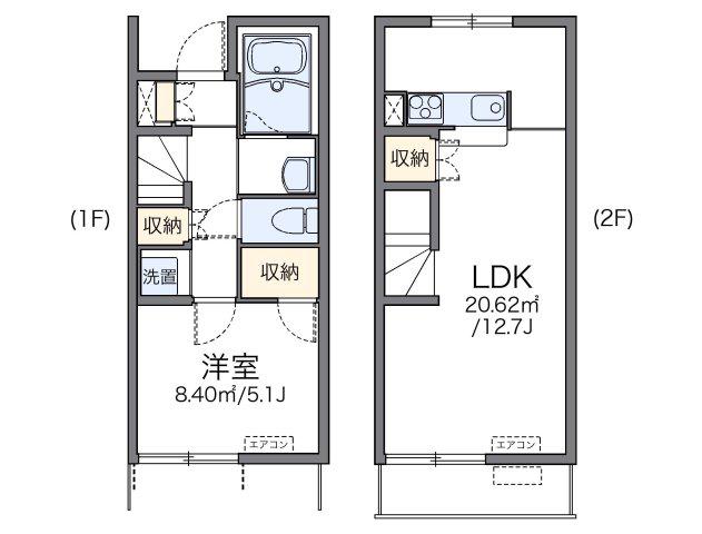 レオネクストたからA(1LDK/1階)の間取り写真
