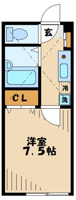 ラファエロ(1K/1階)の間取り写真