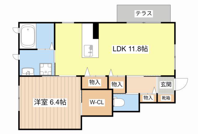 MASTCOURT神照(1LDK/1階)の間取り写真