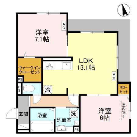 エクシードII(2LDK/1階)の間取り写真