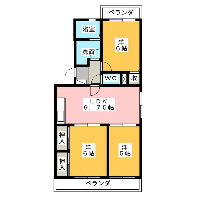 ホークヒル(3LDK/3階)の間取り写真
