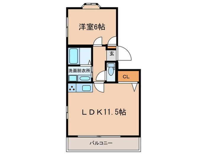ハッピーヒルズ上野(1LDK/1階)の間取り写真