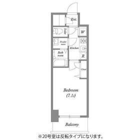 プランドール北浜(1K/11階)の間取り写真