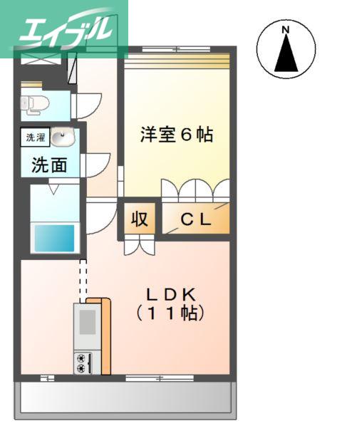 グランディール・フローラ(1LDK/1階)の間取り写真