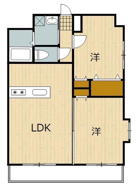 J・FEEL西池(2LDK/1階)の間取り写真