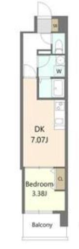 ALIVIS新町(1DK/9階)の間取り写真