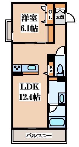 グランはい21(1LDK/3階)の間取り写真
