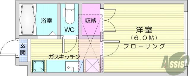 ソレイユ増田(1K/1階)の間取り写真