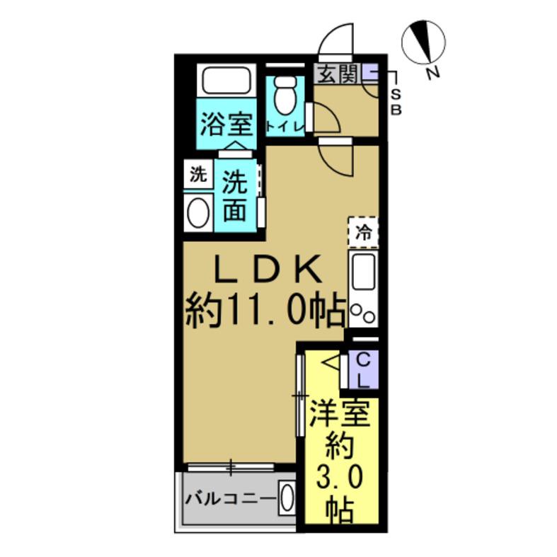 JACK KOIEHOMMACHII(1LDK/3階)の間取り写真
