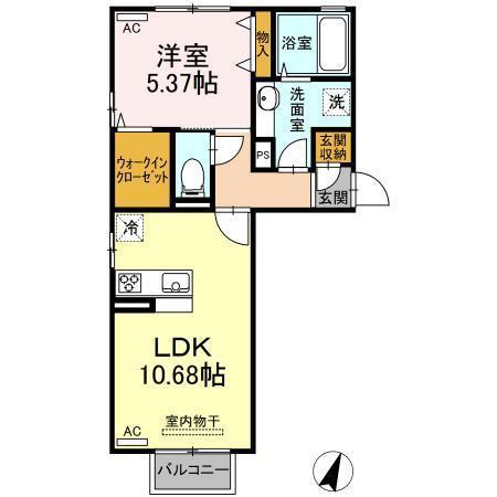 ボヌール吉村(1LDK/2階)の間取り写真