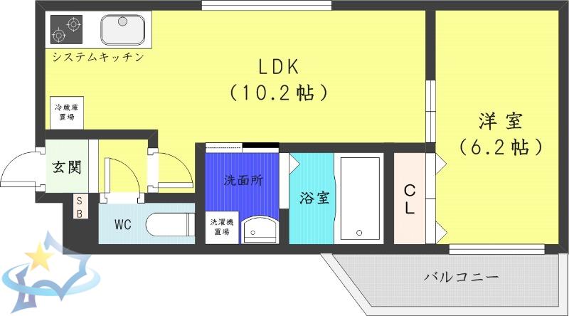 セルバテール南6条(1LDK/1階)の間取り写真