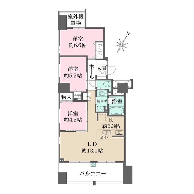 エコヴィレッジ日本橋水天宮前(3LDK/10階)の間取り写真