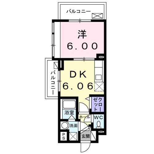 ビーチサイド パーク(1DK/3階)の間取り写真