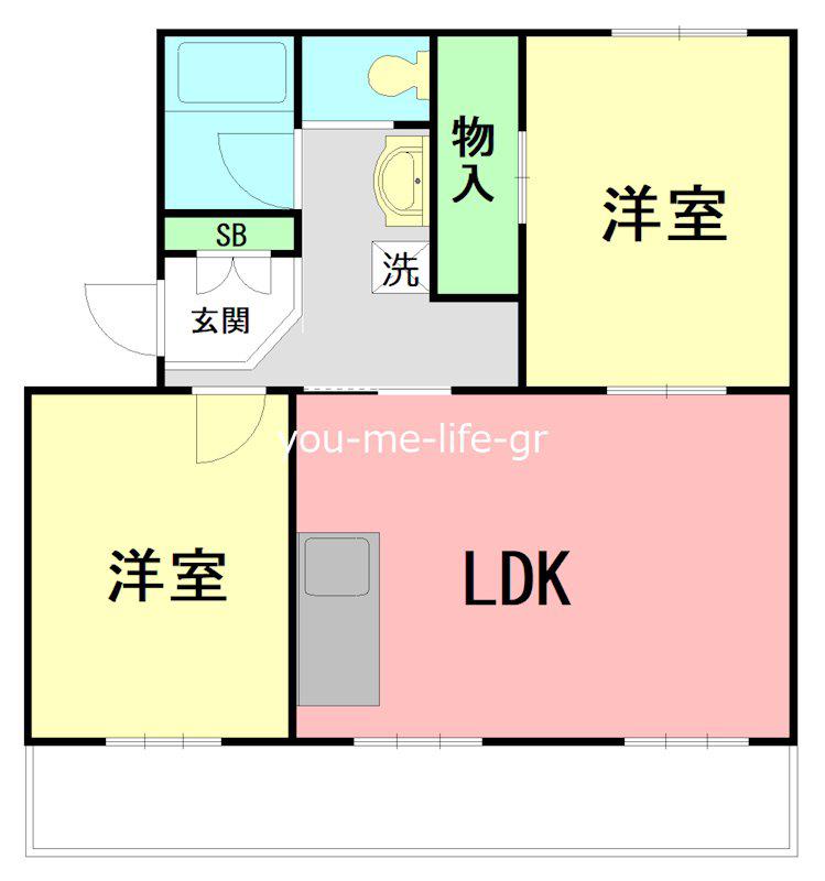 サンパレス湘南I(2LDK/1階)の間取り写真