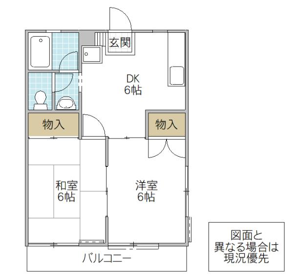 ムーンライトシックス(2DK/2階)の間取り写真