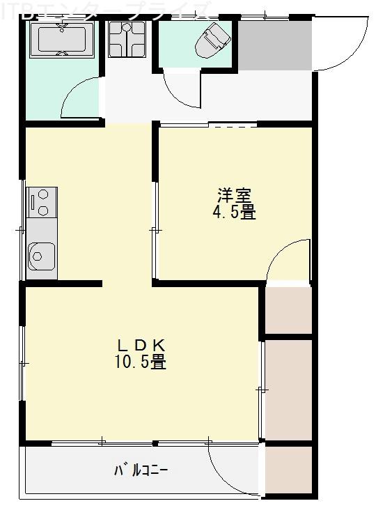 富士マンションS棟(1LDK/2階)の間取り写真