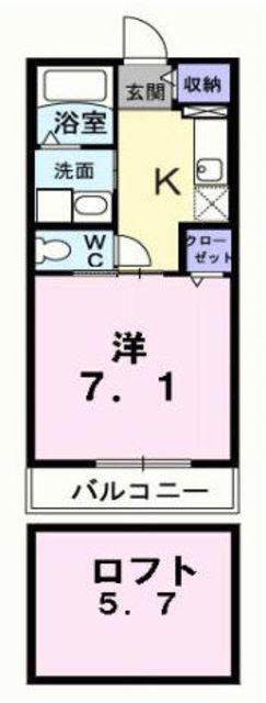 ビル ベリー(1K/2階)の間取り写真