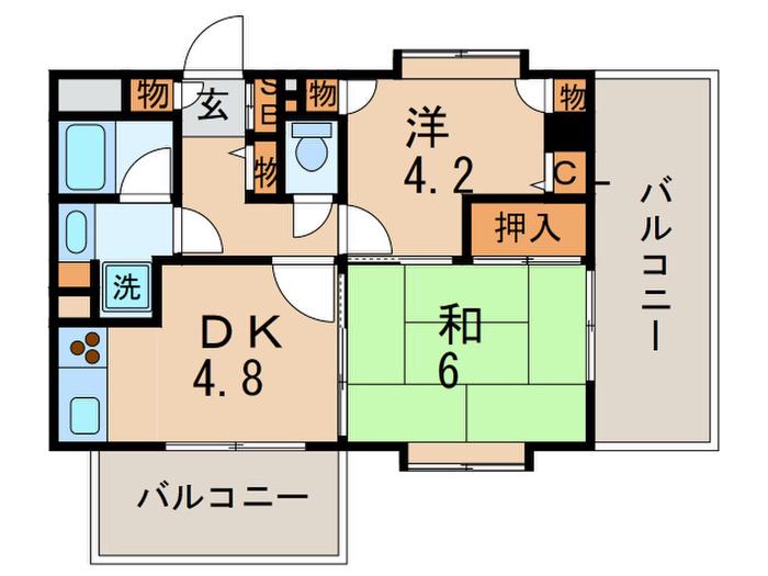 南品川パークホームズ(2DK/3階)の間取り写真