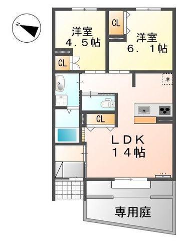 アイリスあざみ野(2LDK/1階)の間取り写真