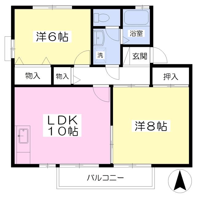 メゾンド・キューブC棟(2LDK/1階)の間取り写真