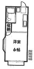シティハイムスズキ(1K/2階)の間取り写真