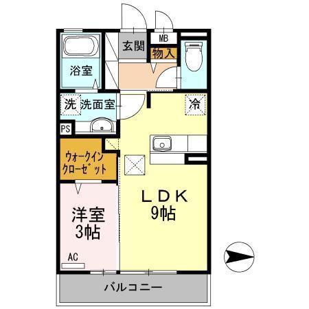 ティアレ小名浜(1LDK/1階)の間取り写真