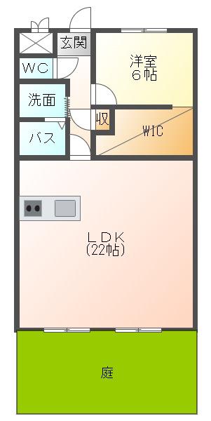 セラフィノI(1LDK/1階)の間取り写真