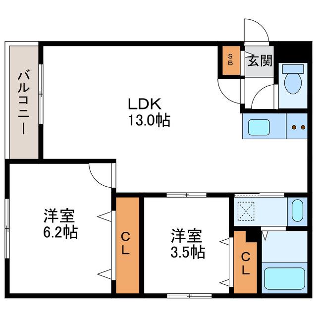 PRECIOUS KITA24 プレシャスキタ24(2LDK/1階)の間取り写真