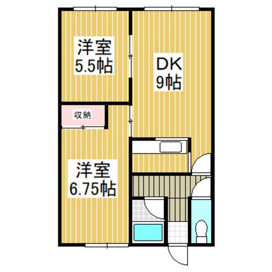 アルコバレーノIII(2DK/2階)の間取り写真
