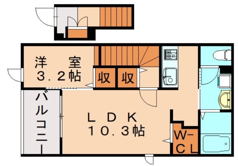 ボン シャオンスII(1LDK/2階)の間取り写真