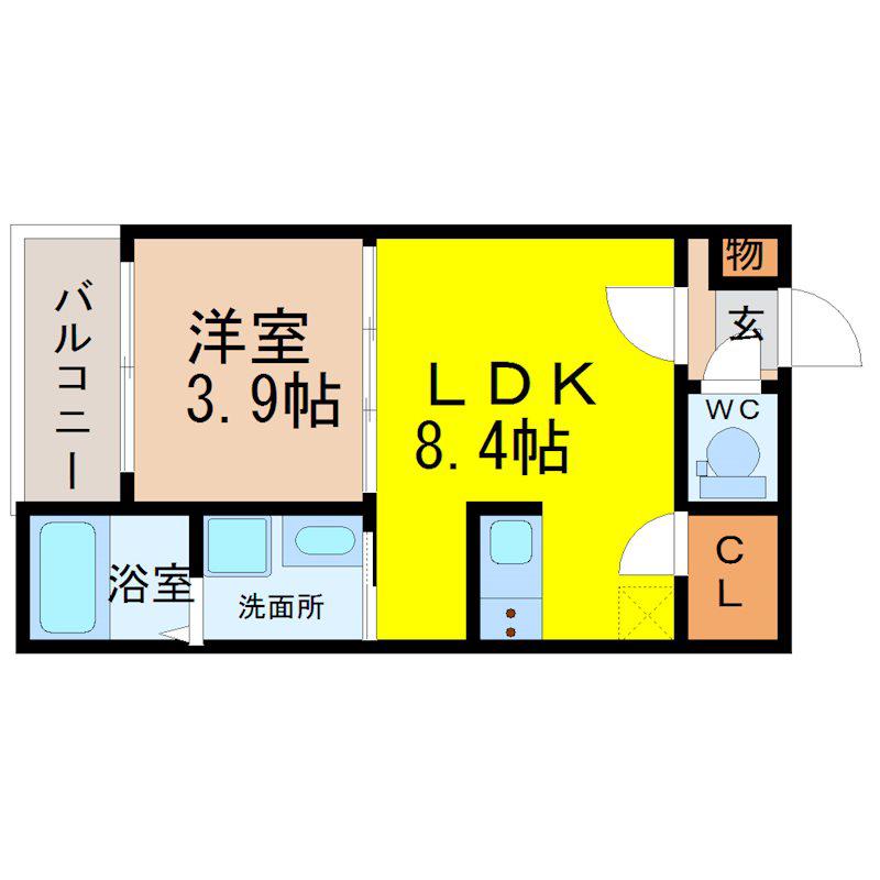 ハーモニーテラス平針(1SLDK/3階)の間取り写真