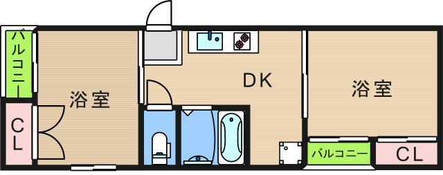 エトワール住之江(2DK/1階)の間取り写真