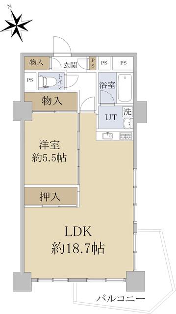 五輪団地H2号棟(1LDK/8階)の間取り写真