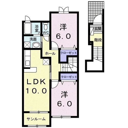 ブローテ(2LDK/2階)の間取り写真
