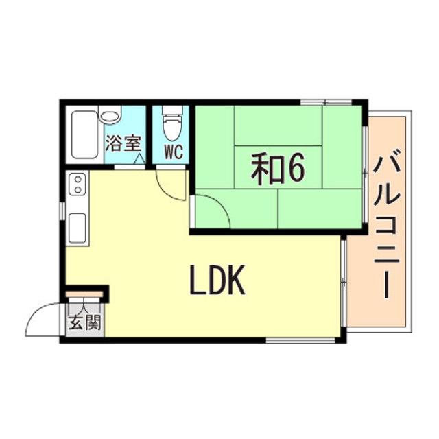 ベルシェ岡本(1LDK/1階)の間取り写真